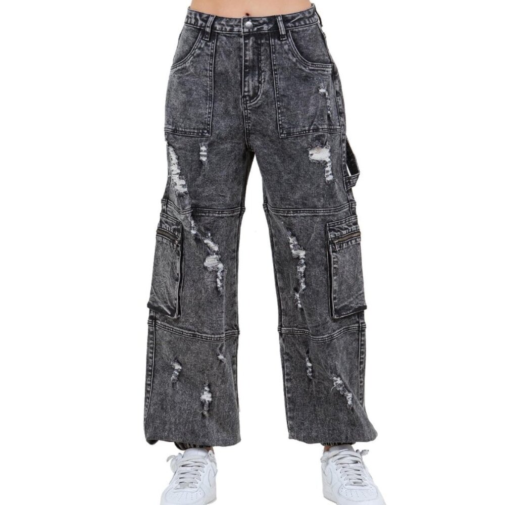 Twin Sisters Basalt Distressed Cargo Pants Designed in Los Angeles - Picture 2 of 4